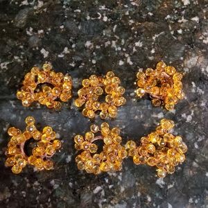 6 beaded gold tone napkin holder rings